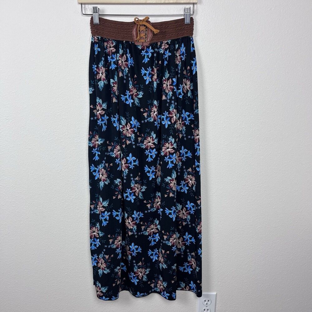 Anna Morgan Skirt Womens Large Maxi Floral Lace Up Corset Boho Peasant